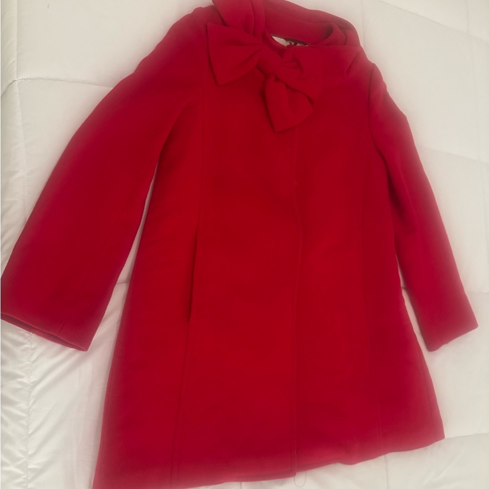 Kate Spade Classic Red Trench Coat with Bow Detail